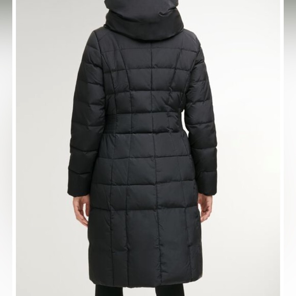 Cole Haan Signature 40" Box Quilt Taffeta Down Coat with Hood - Picture 6 of 15